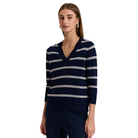 Stella 3/4 Sleeve Stripe Sweater in Navy-Fairley Fancy