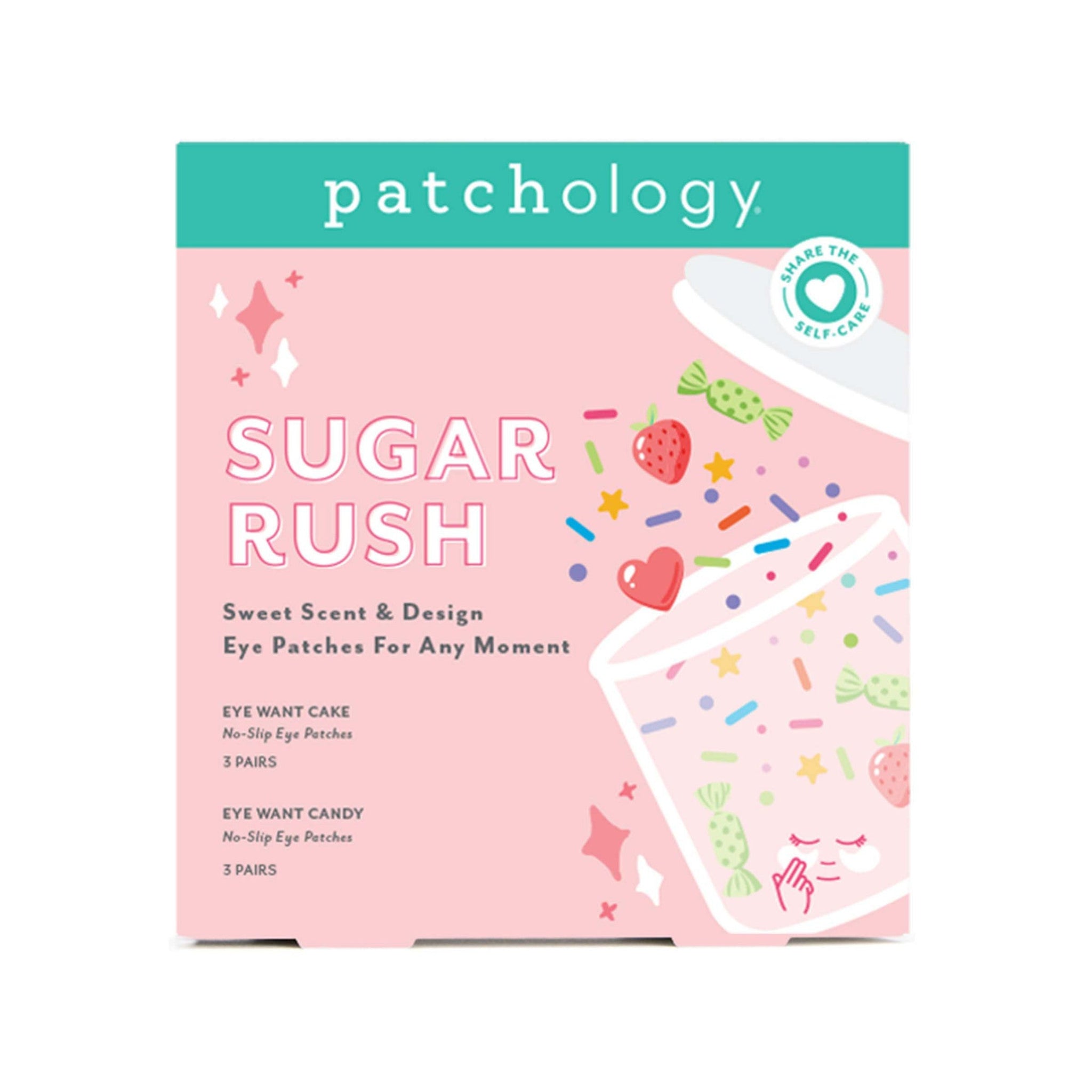 Patchology Sugar Rush eye patch packaging on a white background