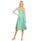 Thin Strap Gingham Dress in Green-Fairley Fancy