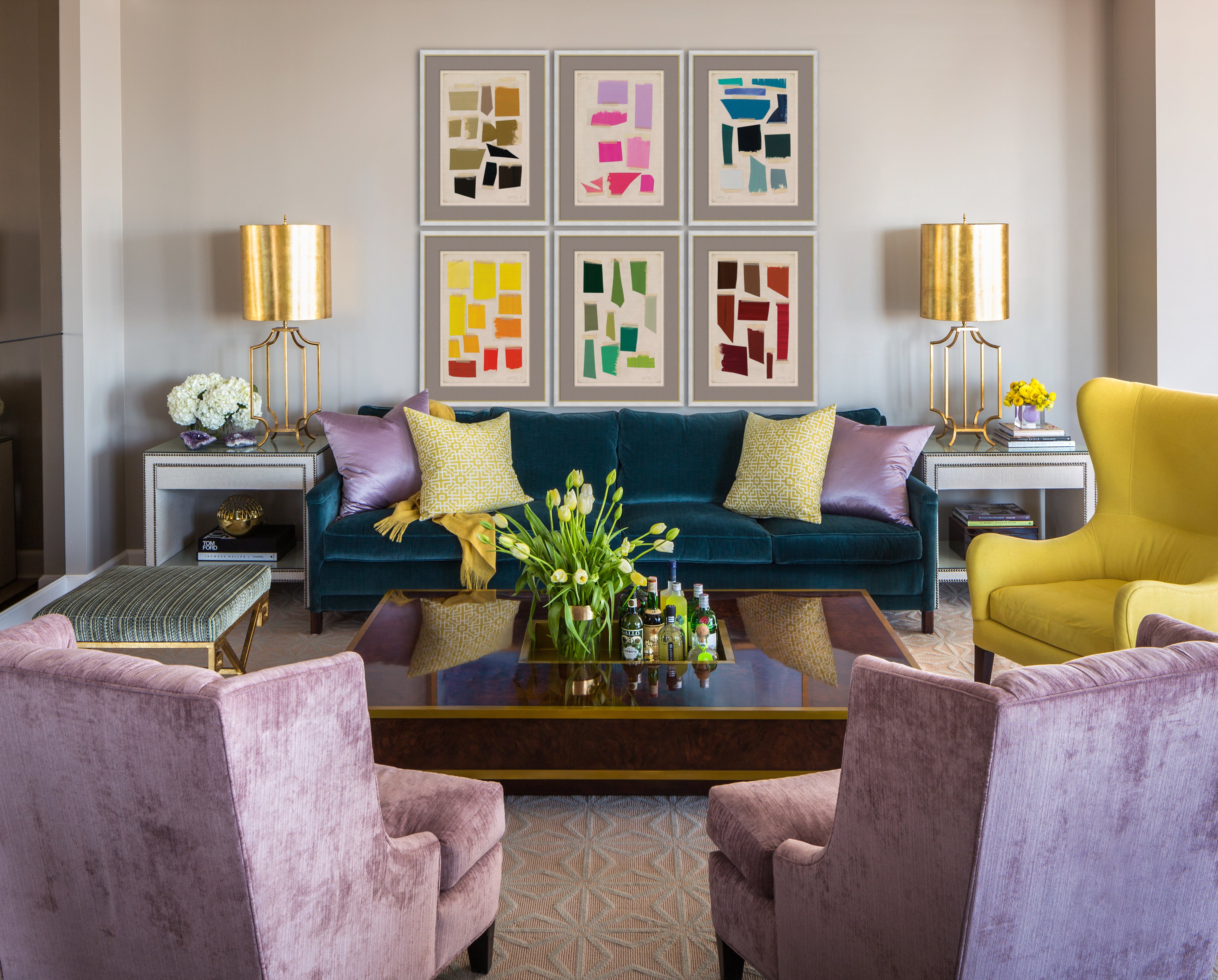 Tobi Fairley Artwork & Colorful Living Room