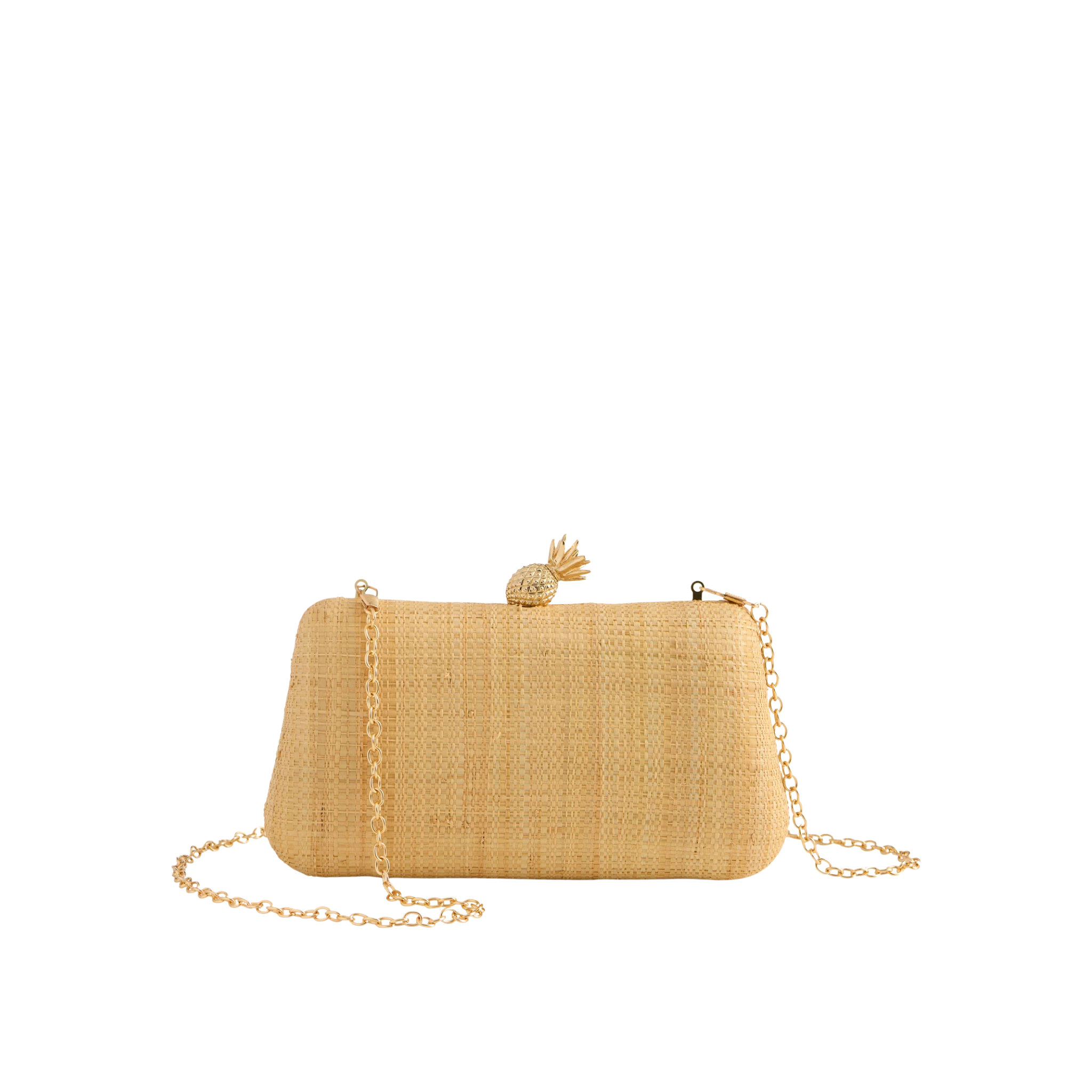 Piña Minaudière in Natural Front View with Chain 