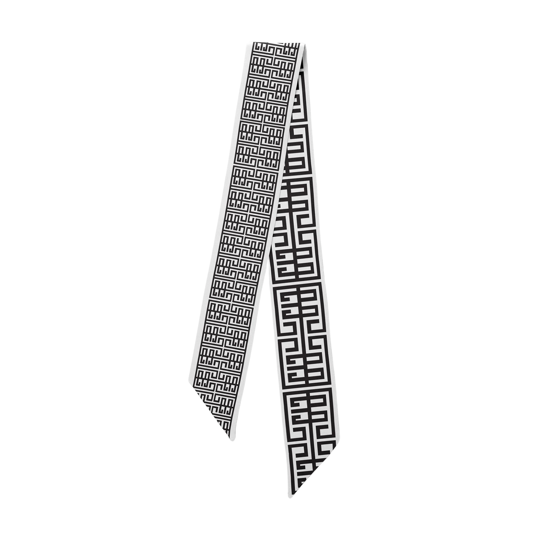Hand-Stitched Silk Scarfette in Greek Key Front View 