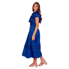 Rose Dress in Marine Side View with Model 