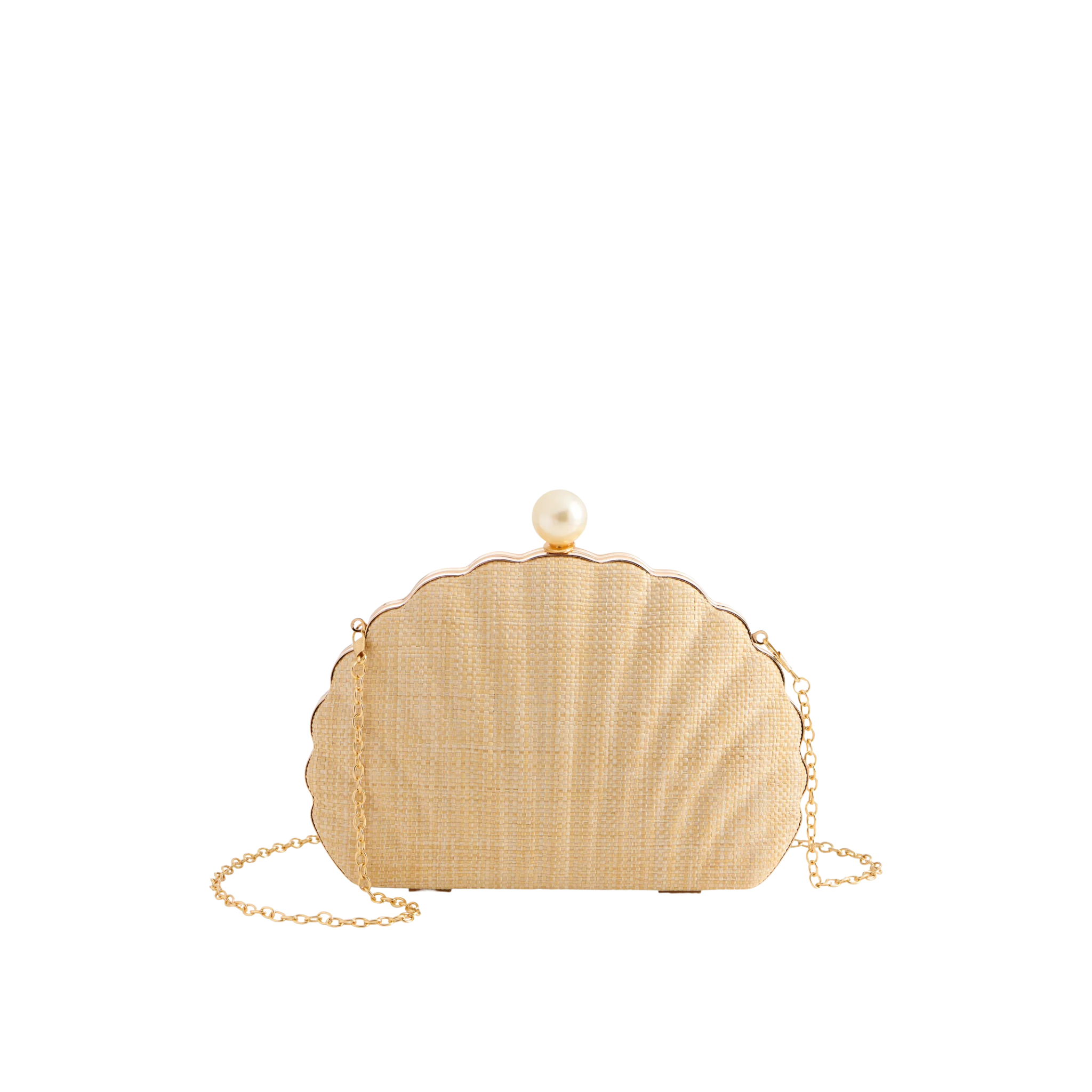 Ariel Minaudière in Natural Front View with Chain 