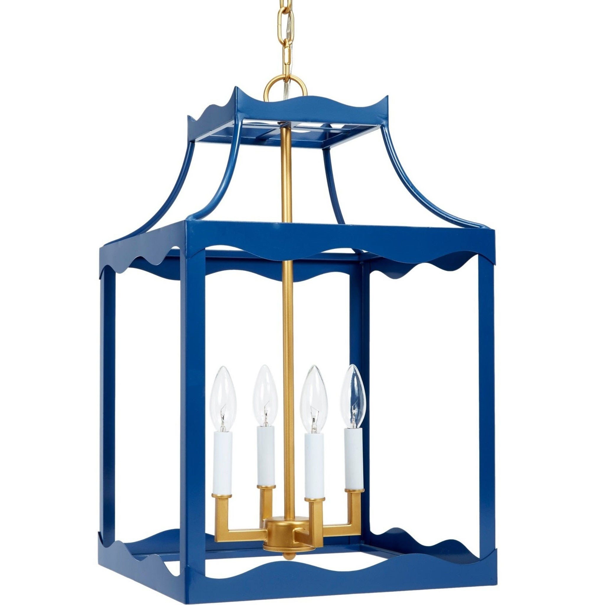 Marin Navy Blue & Gold Metal Lantern - Fairely Fancy