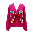 Kids Pink Cardigan With Candy Cane And Bow - Fairley Fancy