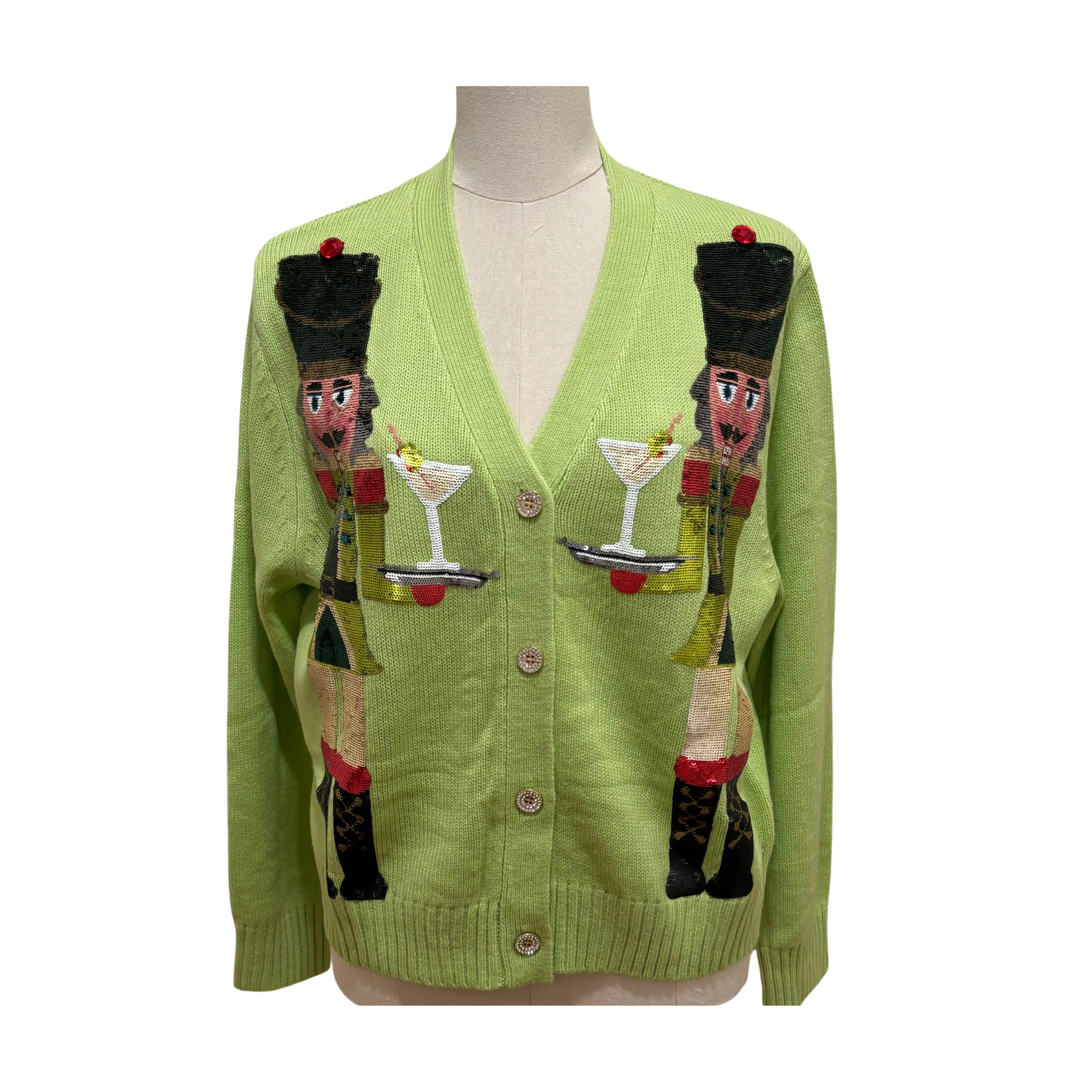 Pale Green Martini Nutcracker Cardigan - Fairley Fancy