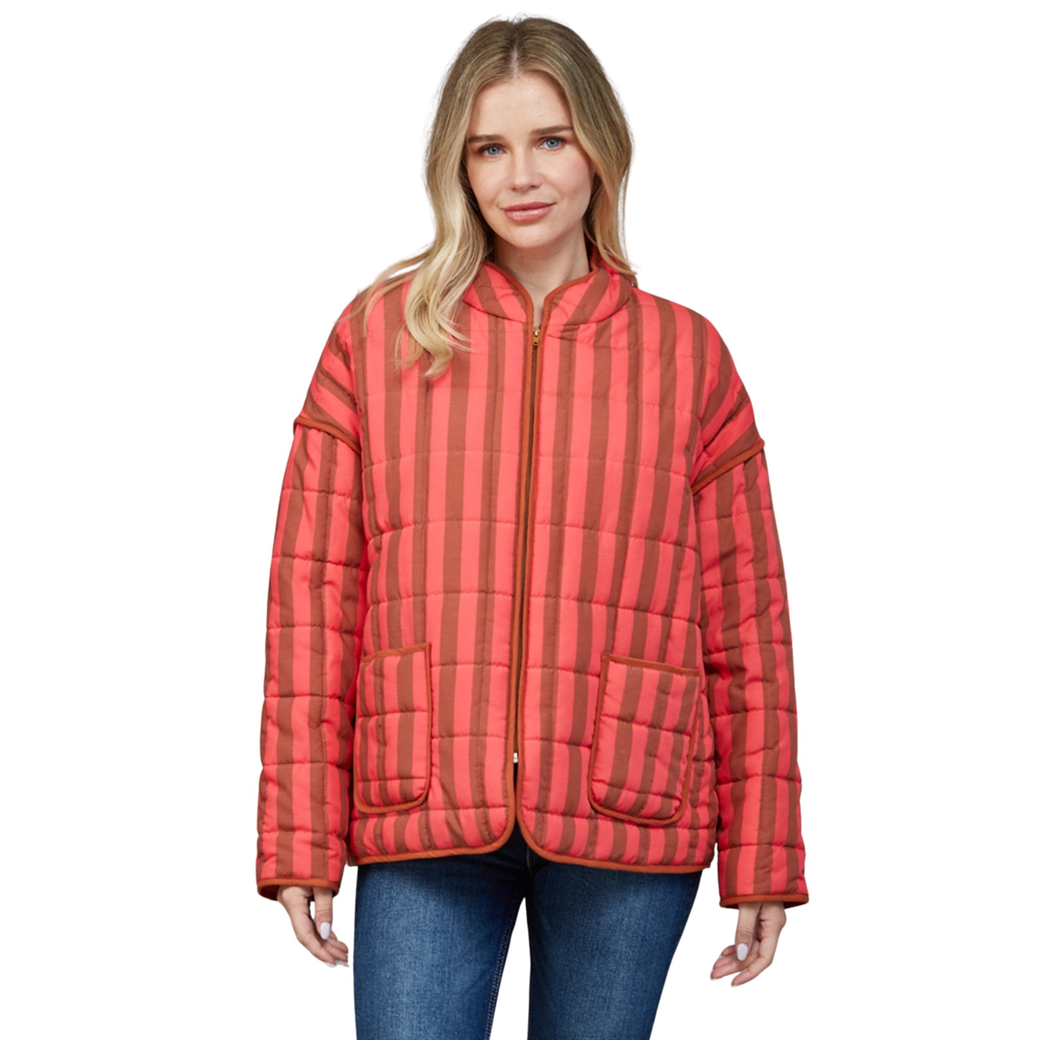 Puffy Jacket in Coral Brown - Fairley Fancy