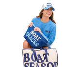 "Boat Snacks" Large Zip Pouch in Navy Model View 
