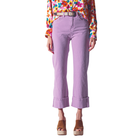 Straight Leg Jeans with Cropped Hem in Purple Front View 