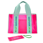 Pink Beach Bag Front View with Pouch 