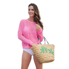 Paradise Tote in Natural Front View with Model 