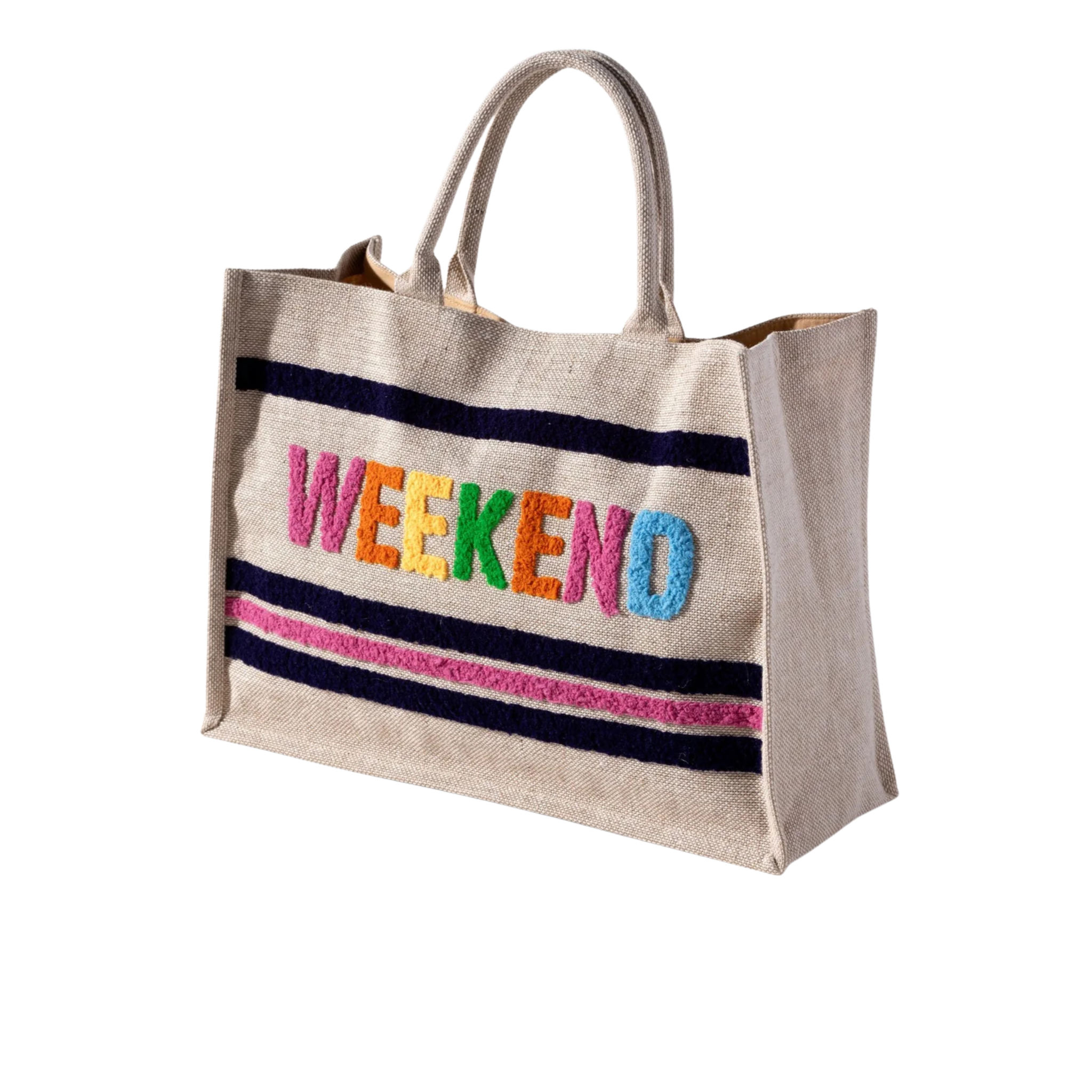"Weekend" Beach Bag in Natural Front View 