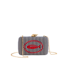 Marina Minaudière in Navy Front View with Chain 