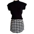 Checkered Tweed Mini Skirt - Fairley Fancy