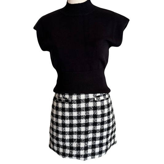 Checkered Tweed Mini Skirt - Fairley Fancy