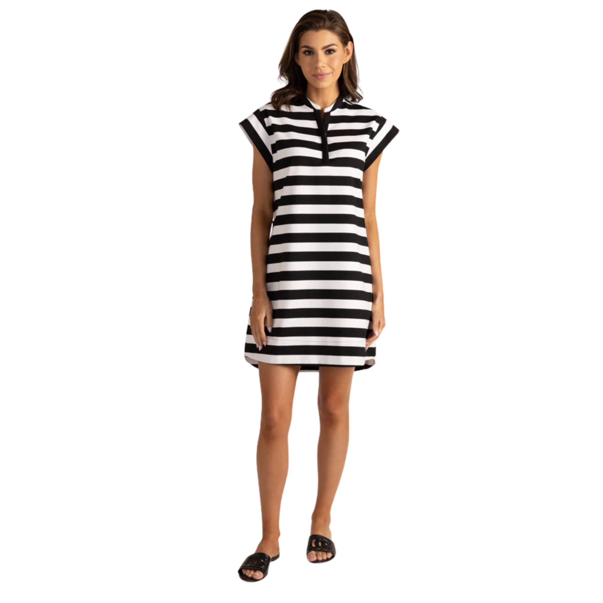 Audrey Dress in Black Stripe - Fairley Fancy