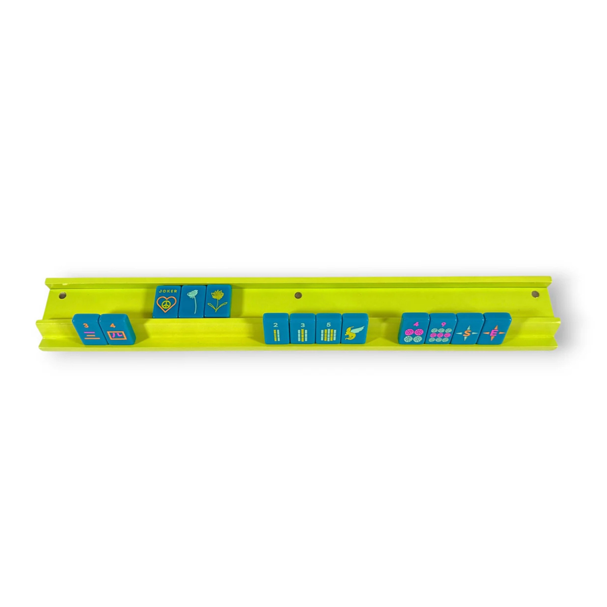 Yellow safety sign holder with blue signs on a white background