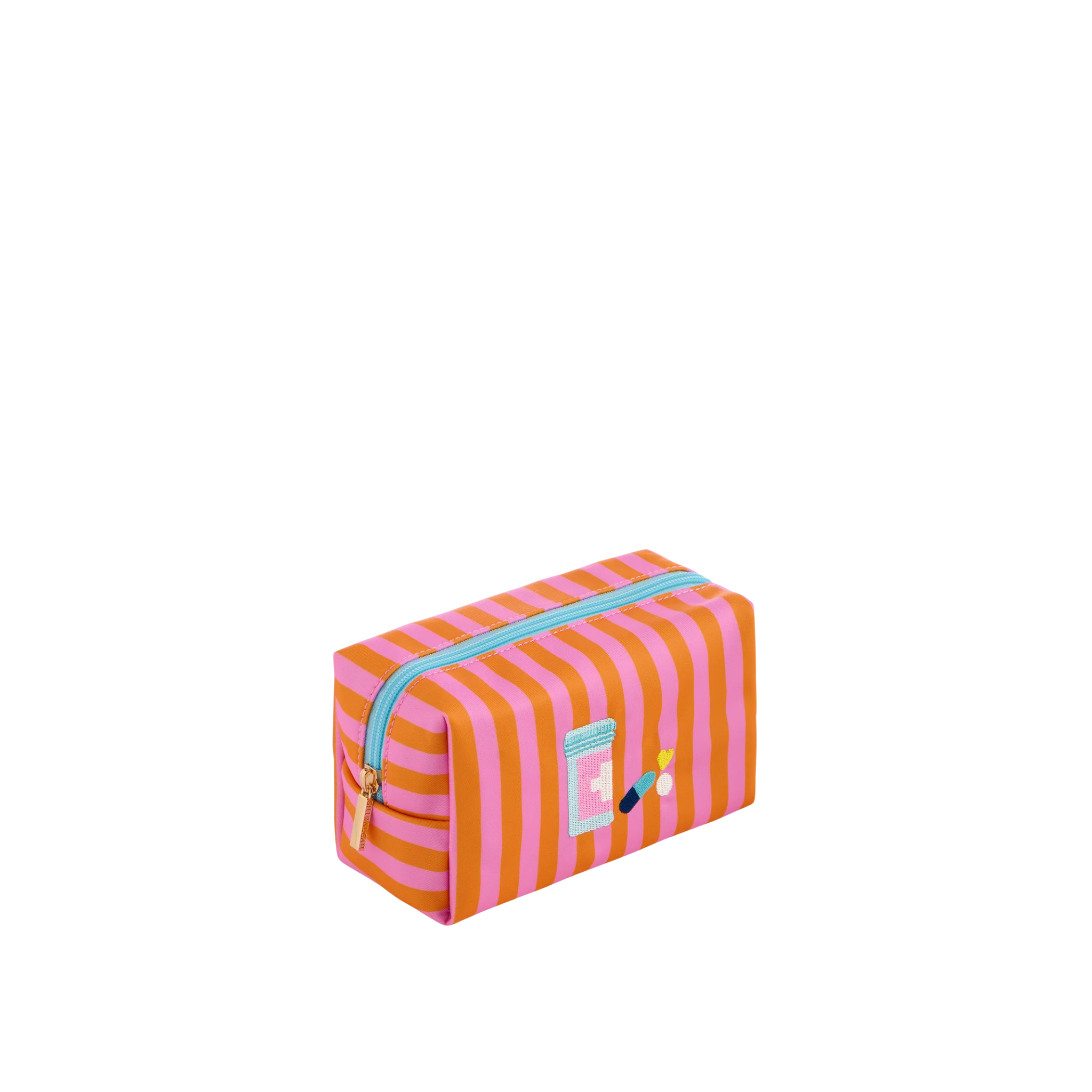 Pills Small Zip Pouch in Pink Front Side View 
