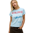 Waylon Jennings Live From Austin Reverse GF Tee Front View with Model 