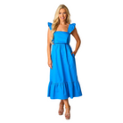 Beverly Ruffle Sleeve Midi Dress in Cobalt - FAIRLEY FANCY