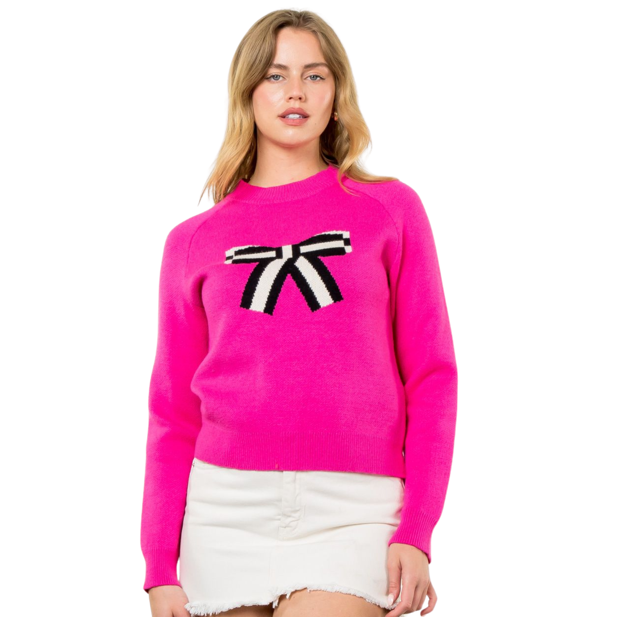 Bow Sweater in Magenta - FAIRLEY FANCY