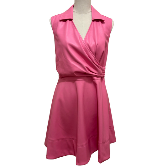  Faux Leather Wrap Dress in Bubblegum Pink - Fairley fancy