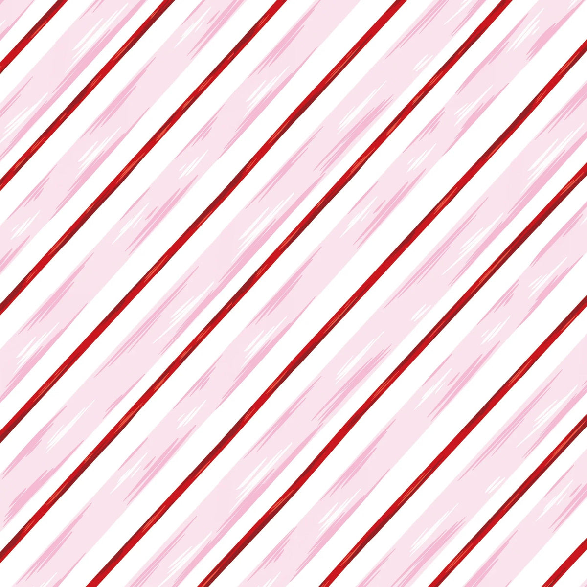 A repeating diagonal stripe pattern with alternating light pink and white bands, overlaid with thin dark red lines running parallel to the stripes.