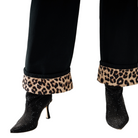 Wide Leg Black Pants with Leopard Print Cuffs-Fairley Fancy