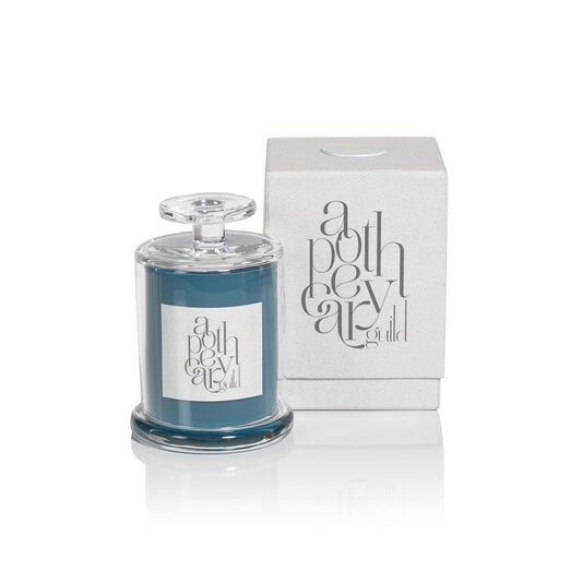 AG Candle Jar with Cloche in Blue/Mediterranean Sea Flower - fairley fancy