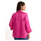 Aileen 3/4 Sleeve Liquid Satin Top in Magenta - Fairley Fancy