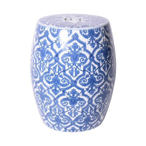 Blue And White Paris Floral Garden Stool - Fairley Fancy