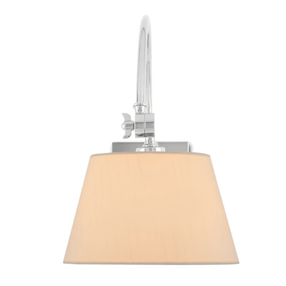 Ashby Nickel Swing-Arm Wall Sconce, White Shade - Fairley Fancy 