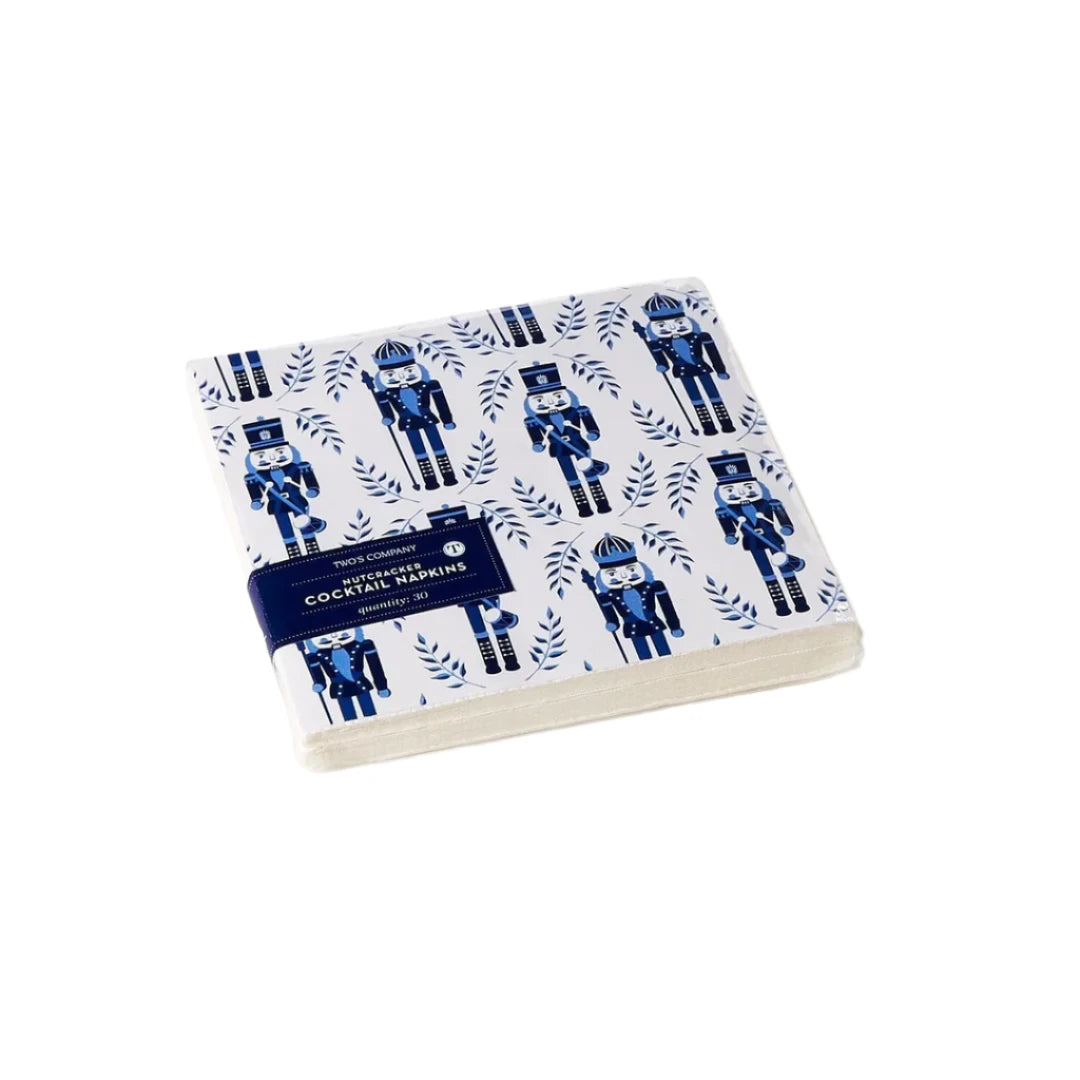 Blue Nutcracker Paper Cocktail Napkin, Set of 30 - Fairley Fancy