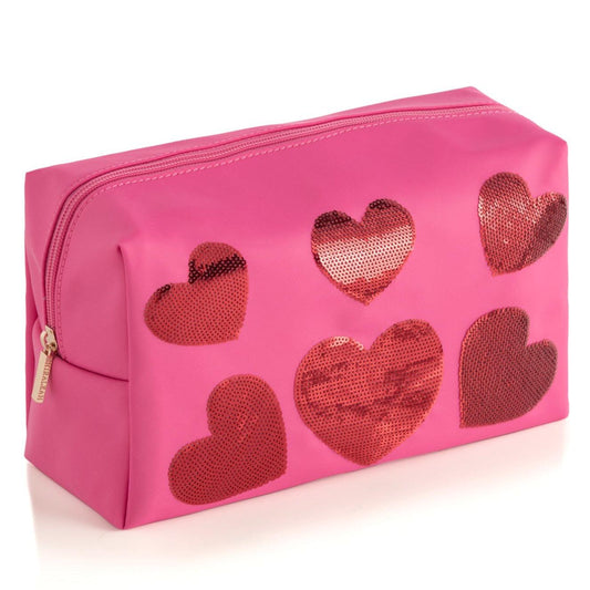 Cara Hearts Cosmetic Zip Pouch in Pink - Fairley Fancy 