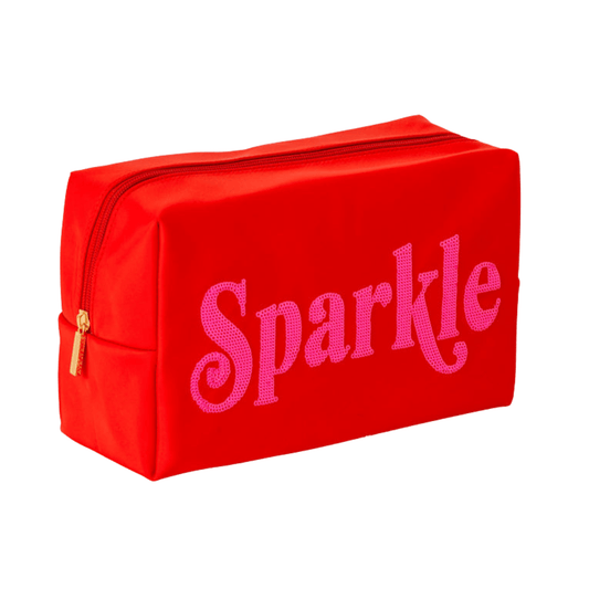 Cara "Sparkle" Cosmetic Pouch in Red - Fairley Fancy 