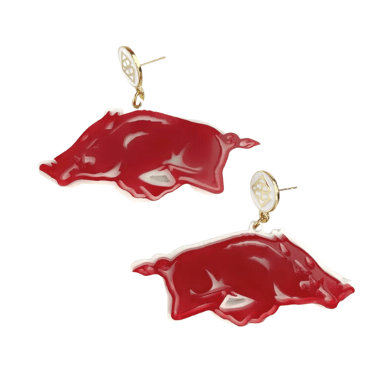 Cardinal Red Running Razorback Earrings - Fairley Fancy 