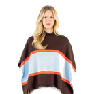 Colorblocked Poncho in Brown - Fairley Fancy