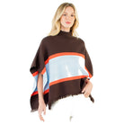 Colorblocked Poncho in Brown - Fairley Fancy