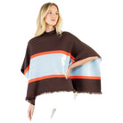 Colorblocked Poncho in Brown - Fairley Fancy