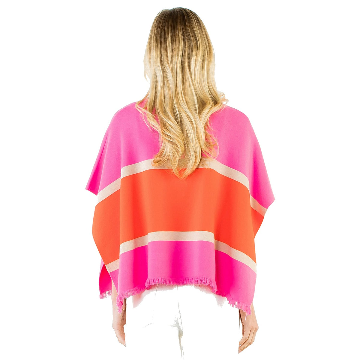 Colorblocked Poncho in Pink - Fairley Fancy