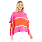 Colorblocked Poncho in Pink - Fairley Fancy