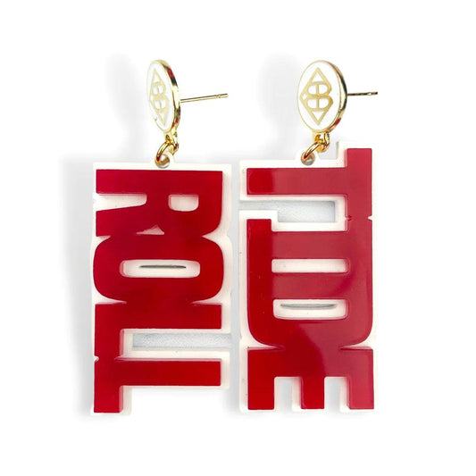 Crimson and White ROLL TIDE Earrings - Fairley Fancy 