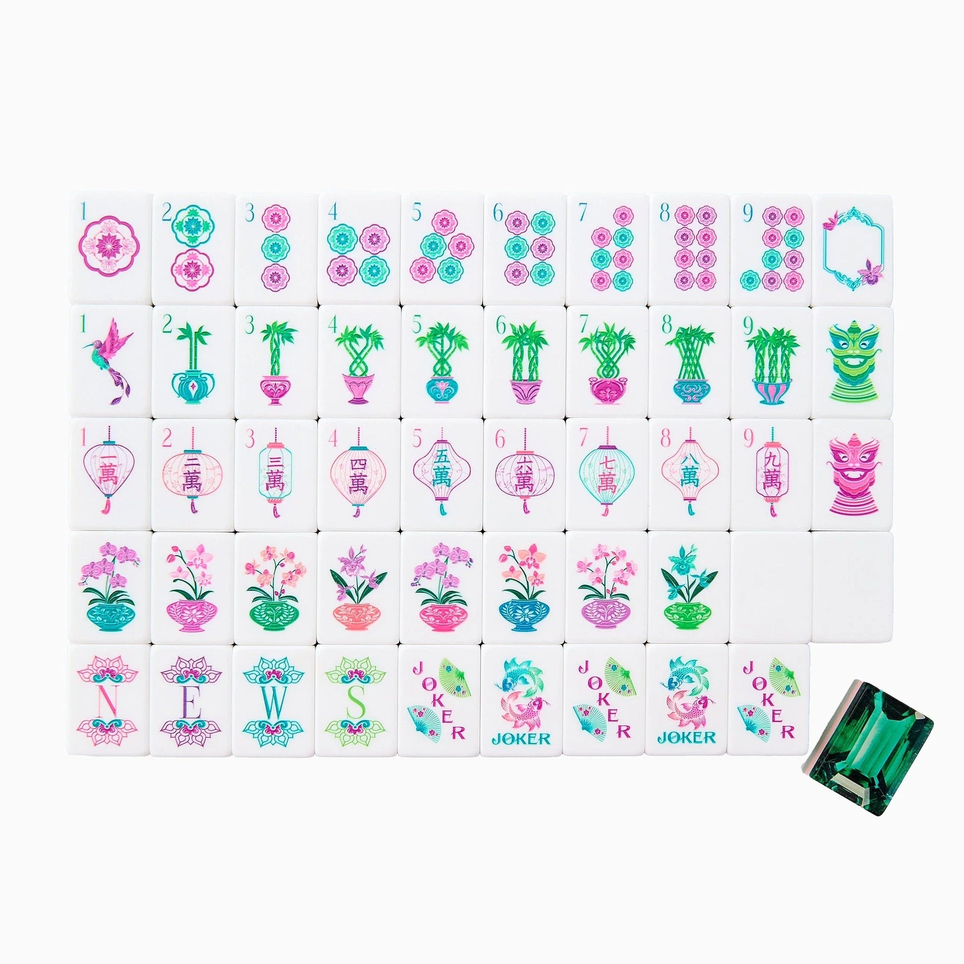 Emerald Mahjong Tiles - Fairley Fancy