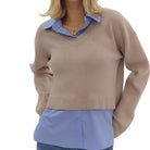 Solid Knit Twofer Long Sleeve Top - Fairley Fancy