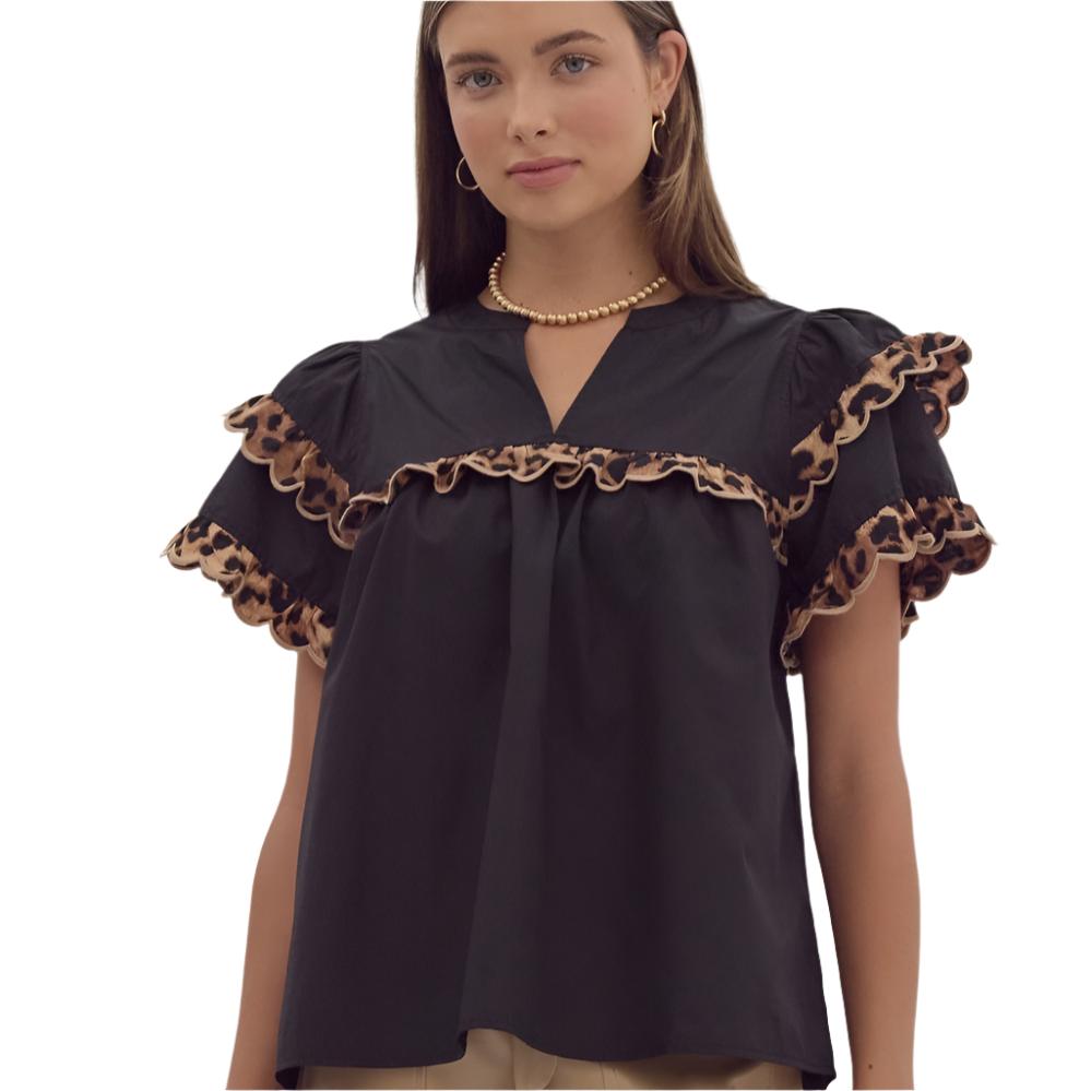 Sold Tiered Short Sleeve V-Neck Top - Fairley Fancy