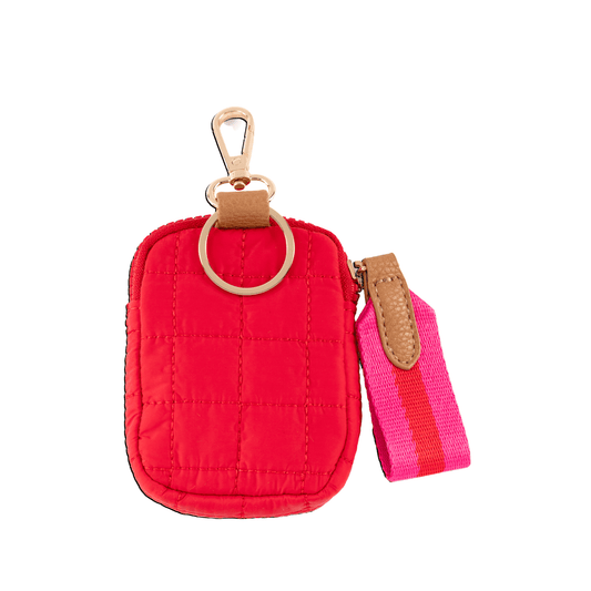 Ezra Quilted Nylon Clip-on Pouch - Red - Fairley Fancy 