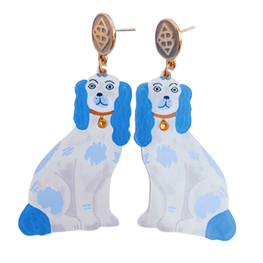 Grandmillennial Collection Staffordshire Spaniel Earrings - Fairley Fancy 