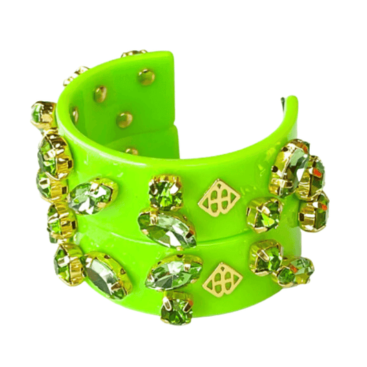 Green Resin Hoops with Green Crystals - Fairley Fancy 