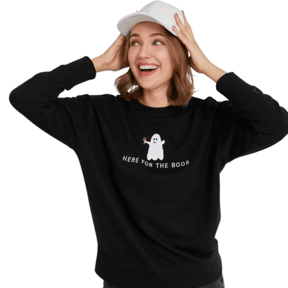 "Here for the Boos" Sweatshirt in Black - Fairley Fancy 